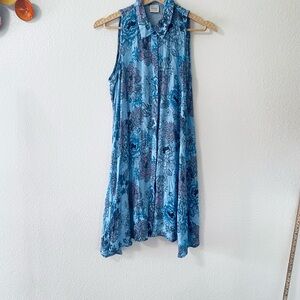 Cupio Blue and Purple Floral Midi Dress 100%Viscose